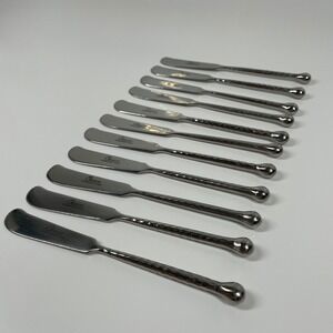 Gibson Stainless China Butter Spreader Set‎ of 11 Hammered Handle Silver 5.75in